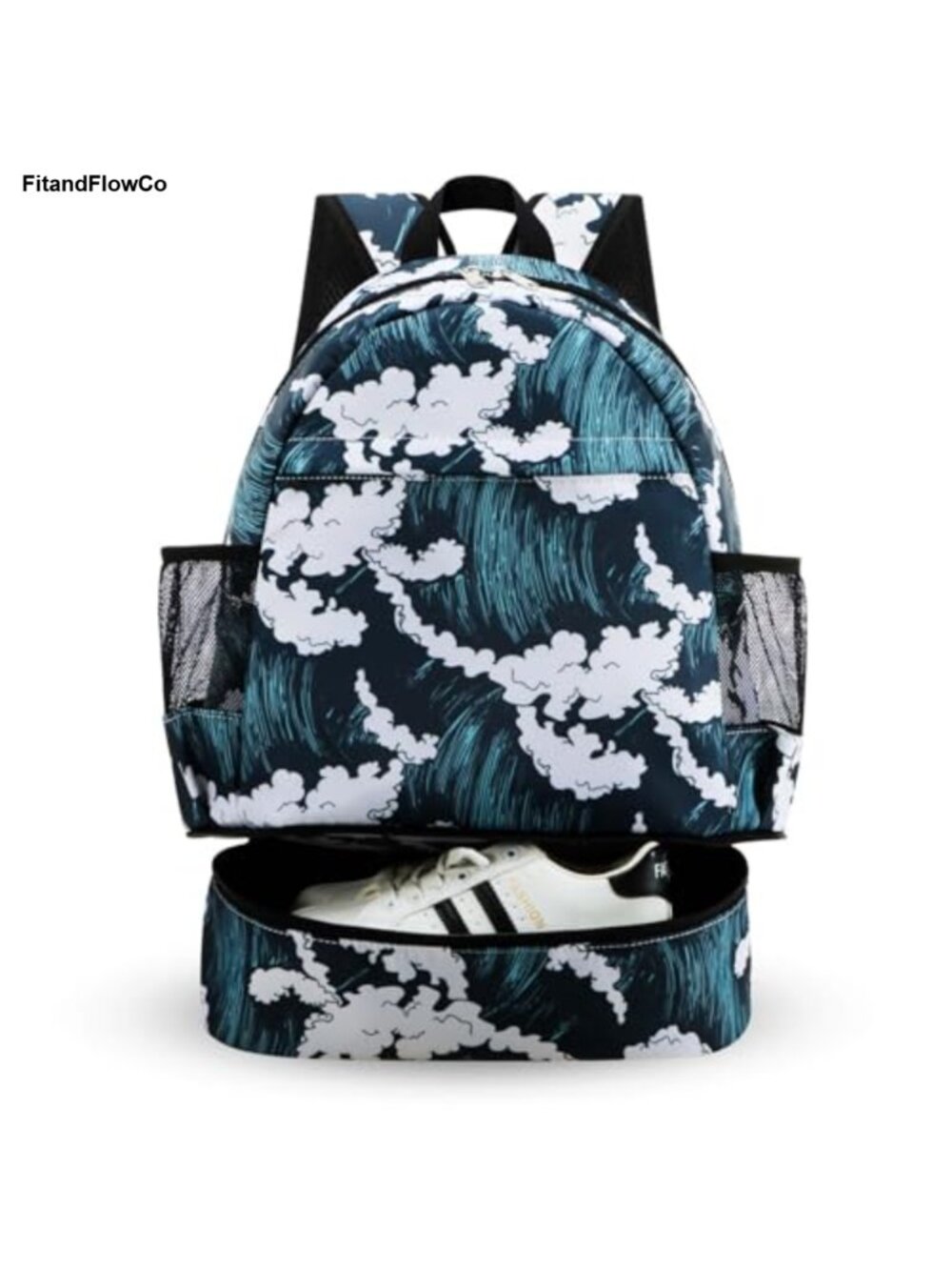 Water Resistant Polyester Gym Backpack Shoe Compartment Wet Pocket